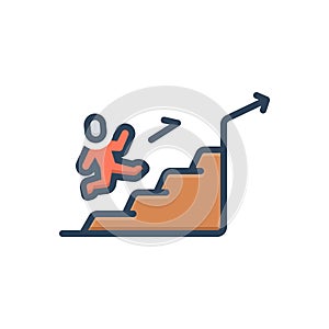 Color illustration icon for Career Steps, career and stairs