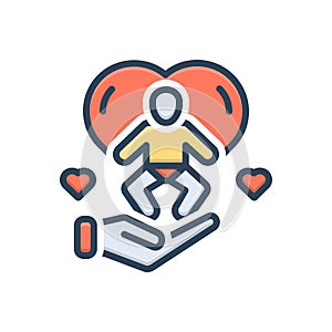 Color illustration icon for Caring, baby and infant