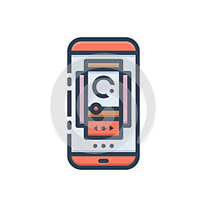 Color illustration icon for Carousel, roundabout and carrousel