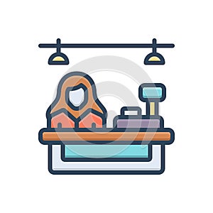 Color illustration icon for Cashiers, clerk and retail