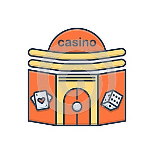 Color illustration icon for Casino, poker and gamble