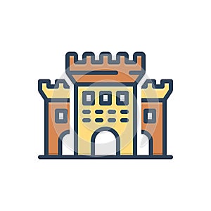 Color illustration icon for Castle, fort and fortalice