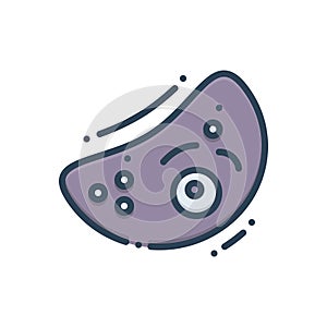 Color illustration icon for Cell, eukaryote and unicellular