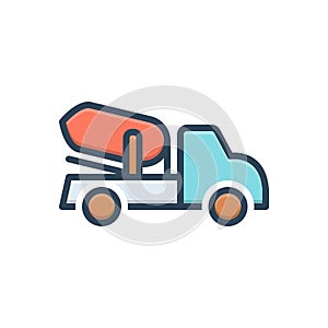 Color illustration icon for Cement Truck, construction and architecture