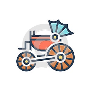 Color illustration icon for Century, chariot and stagecoach