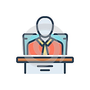 Color illustration icon for chairman, director and manager