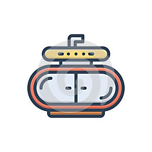 Color illustration icon for Chamber, cabin and oxygen