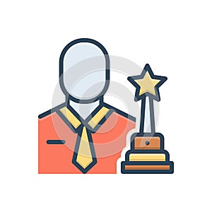 Color illustration icon for champion, trophy and celebration