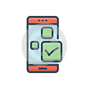 Color illustration icon for Check app, application and  approve
