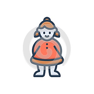 Color illustration icon for Children, toddler and girl