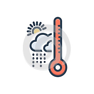 Color illustration icon for Climate, rainy and fahrenheit