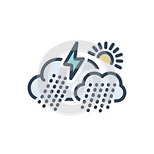Color illustration icon for Climate, rainy and weather