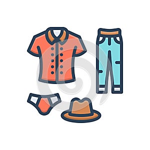 Color illustration icon for Clothing, man wear and garb