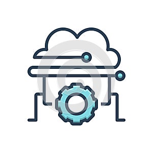 Color illustration icon for Cloud Management, access and connection