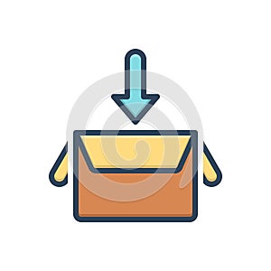 Color illustration icon for Collect, box and gather