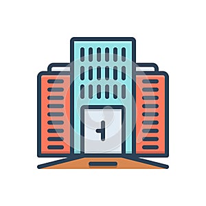 Color illustration icon for Commercial, mercantile and building