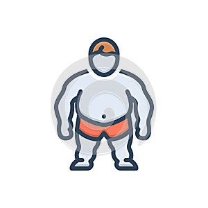 Color illustration icon for Comorbidity, overweight and chunky