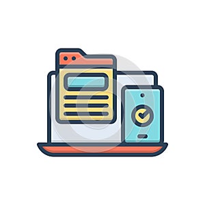 Color illustration icon for Compatibility, similarity and devices