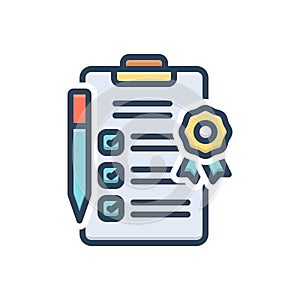 Color illustration icon for Compliance, adherence and regulation