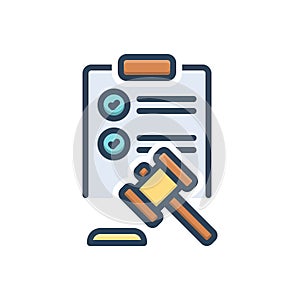 Color illustration icon for Comply, paper and law