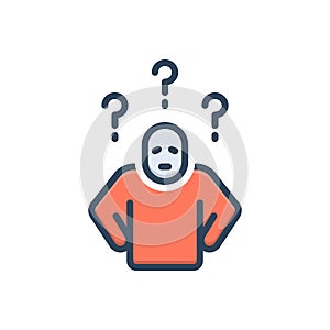 Color illustration icon for Concerns, anxiety and worried
