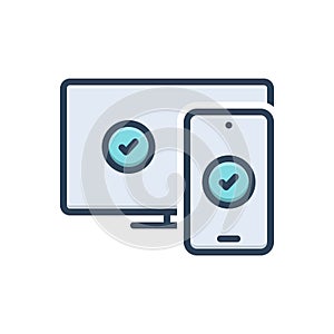 Color illustration icon for Connected, coalescent and conjoinly