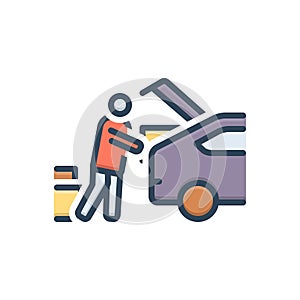 Color illustration icon for Consumers, put in car and carry