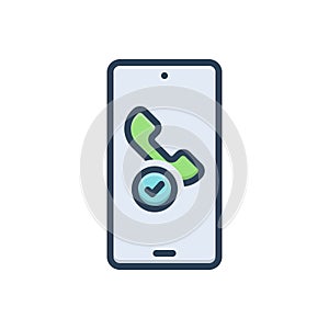 Color illustration icon for Contacted, phone and communication