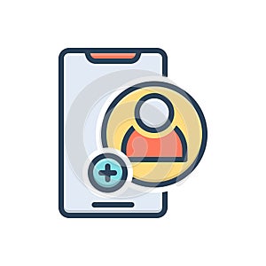 Color illustration icon for Contacting, communication and contact