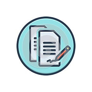 Color illustration icon for Contract, agreement and appendage