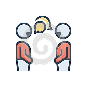 Color illustration icon for Conversation, chitchat and gossip