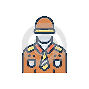 Color illustration icon for Corps, soldier and fighter