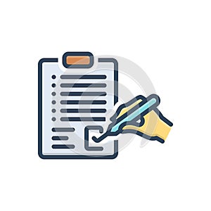 Color illustration icon for Correct, document and approve
