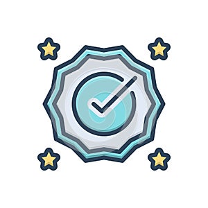 Color illustration icon for Correct, done and accurate