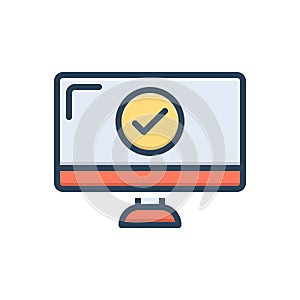 Color illustration icon for Correct, system and right