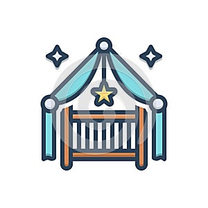 Color illustration icon for Cradle, bassinet and crib