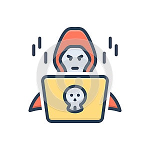 Color illustration icon for Crime, delinquency and hacker