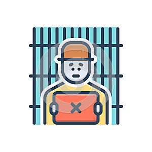 Color illustration icon for Criminal, convicted and jailbird