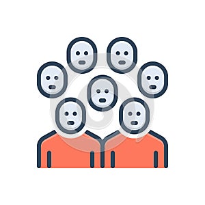 Color illustration icon for Crowd, multitude and throng