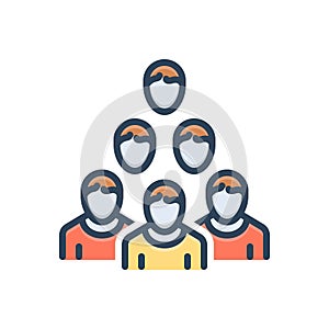 Color illustration icon for Crowd, population and human