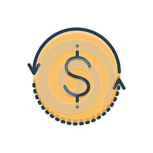 Color illustration icon for Currency, money and rotations