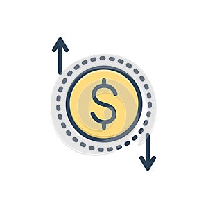 Color illustration icon for Currency Value, financial and installment