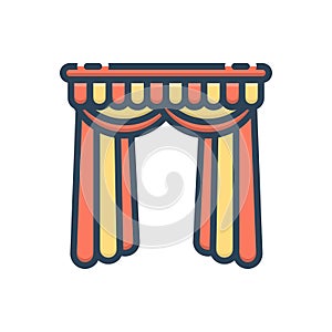 Color illustration icon for Curtains, veiling and window