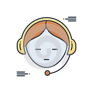 Color illustration icon for Customer support, service and telemarketing