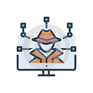 Color illustration icon for Cyber crime, hackers and security
