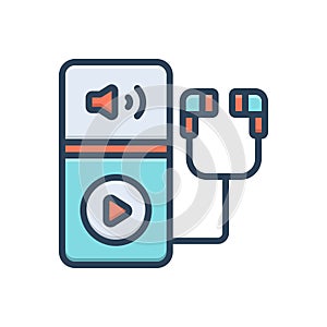 Color illustration icon for Deaf, device and machine