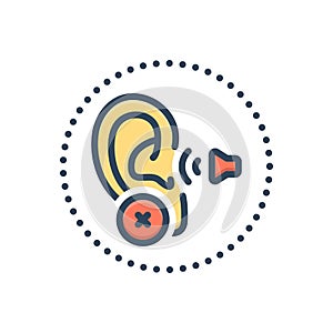 Color illustration icon for Deaf, unhearing and earless