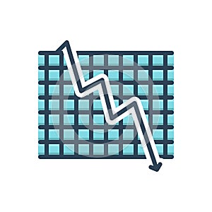 Color illustration icon for Decline, decrease and failure