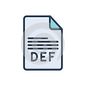 Color illustration icon for Def, data and file