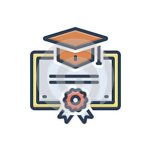 Color illustration icon for Degree, valedictorian and diploma